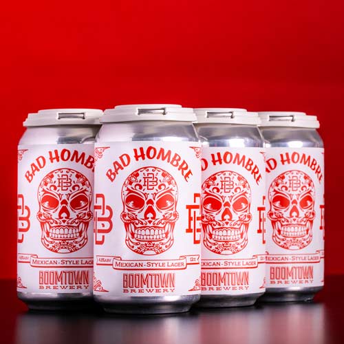 Six pack cans of Bad Hombre beer