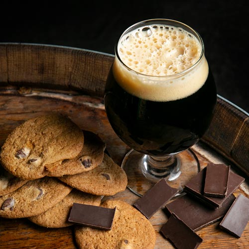 Cookies, chocolate and a pour of Choco-Choco Chip Double Pastry Stout