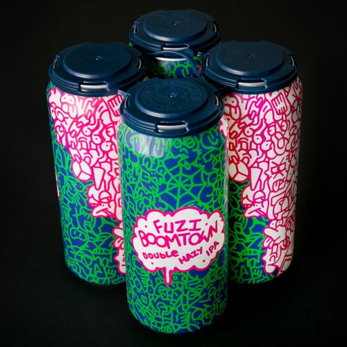 4-pack of colorful cans, Fuzi Double Hazy IPA