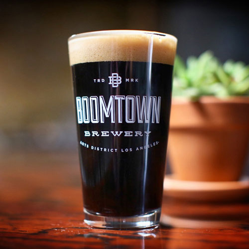 Pint Glass with Boomtown logo in black